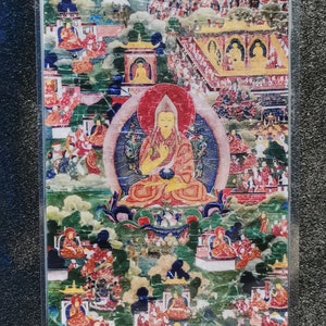 Handgemachte tragbare dritte Zhangjia Living Buddha Thangka Karte, kleine tibetische buddhistische Kunst, Symbol des Tantrismus, Himalaya Kunst