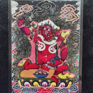 Handgemachte tragbare AAA Thangka Karte, kleine tibetische buddhistische Kunst, Symbol für Tantrismus, Himalaya Kunst