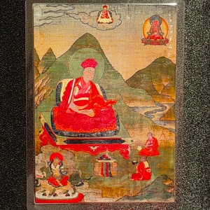 Handgemachte tragbare AAA Thangka Karte, kleine tibetische buddhistische Kunst, Symbol für Tantrismus, Himalaya Kunst