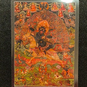 Handgemachte tragbare AAA Thangka Karte, kleine tibetische buddhistische Kunst, Symbol für Tantrismus, Himalaya Kunst
