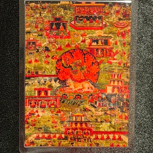 Handgemachte tragbare AAA Thangka Karte, kleine tibetische buddhistische Kunst, Symbol für Tantrismus, Himalaya Kunst