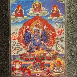 Handgemachte tragbare AAA Thangka Karte, kleine tibetische buddhistische Kunst, Symbol für Tantrismus, Himalaya Kunst