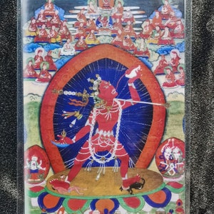 Handgemachte tragbare Naro Dakini Thangka Karte, kleine tibetische buddhistische Kunst, Tantrismus Symbol, Bodhisattva Malerei, Himalaya Kunst