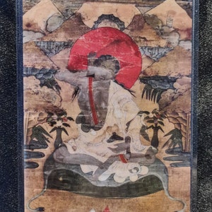 Handgemachte tragbare MilarepaThangka Karte, kleine tibetische buddhistische Kunst, Tantrismus Symbol, Bodhisattva Malerei, Himalaya Kunst