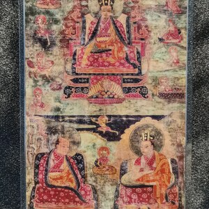 Handgemachte tragbare Guru der Kargyu Sekte Thangka Karte, kleine tibetische buddhistische Kunst, Tantrismus Symbol, Bodhisattva Malerei, Himalaya Kunst