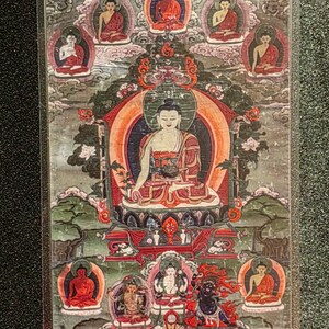 Handgemachte tragbare AAA Thangka Karte, kleine tibetische buddhistische Kunst, Symbol für Tantrismus, Himalaya Kunst