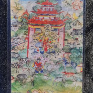 Handgemachte tragbare Gott des Yalaxiangbo Berg Thangka Karte, kleine tibetische buddhistische Kunst, Tantrismus Symbol, Bodhisattva Malerei, Himalaya Kunst