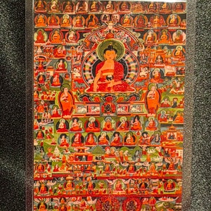 Handgemachte tragbare AAA Thangka Karte, kleine tibetische buddhistische Kunst, Symbol für Tantrismus, Himalaya Kunst