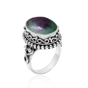 Ruby Zoisite Sterling Silver Rings - Gift For Women&#39;s Birthday Anniversary Wife Mom Girlfriend Sister - Boho Fashion Handmade Gifts Jewelry