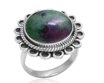 Ruby Zoisite Sterling Silver Rings - Gift For Women's Birthday Anniversary Wife Mom Girlfriend Sister - Boho Fashion Handmade Gifts Jewelry
