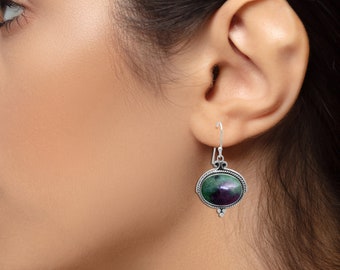 Ruby Zoisite Earrings - Sterling Silver Earring - Jewelry For Women's Birthday Anniversary Wife Mom Girlfriend - Boho Hippie Fashion Jewelry