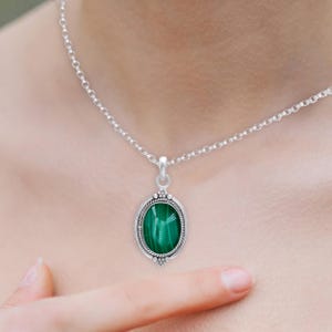 Malachite Pendant Necklaces - Gift For Her Birthday Anniversary Wife Mom Girlfriend Sister - 925 Sterling Silver Boho Handmade Gifts -VPN-46