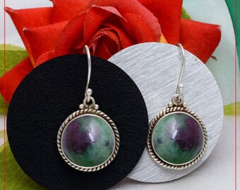 Orecchini in rubino e zoisite - Gioielli boho in argento sterling 925