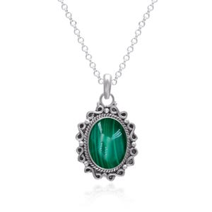 Malachite Pendant Necklaces - Gift For Her Birthday Anniversary Wife Mom Girlfriend Sister - 925 Sterling Silver Boho Handmade Gifts -VPN-76