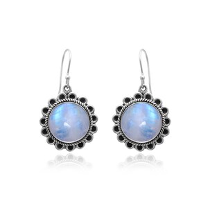 Rainbow Moonstone Earrings - Sterling Silver Earrings - Jewelry For Women's Birthday Anniversary Wife Mom Girlfriend - Boho Hippie Jewelry