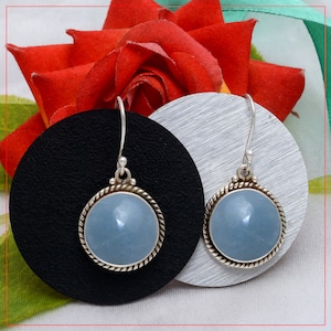 Aquamarine Earrings - Sterling Silver Earrings - Gift For Her Birthday Anniversary Wife Mom Girlfriend Sister - Boho Style Handmade Jewelry
