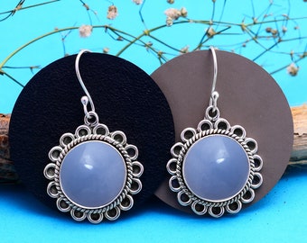 Angelite Earrings - Sterling Silver Earrings - Gift For Her Birthday Anniversary Wife Mom Girlfriend Sister - Boho Style Handmade Jewelry