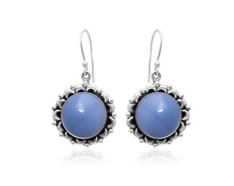 Angelite Earrings - Sterling Silver Earrings - Gift For Her Birthday Anniversary Wife Mom Girlfriend Sister - Boho Style Handmade Jewelry
