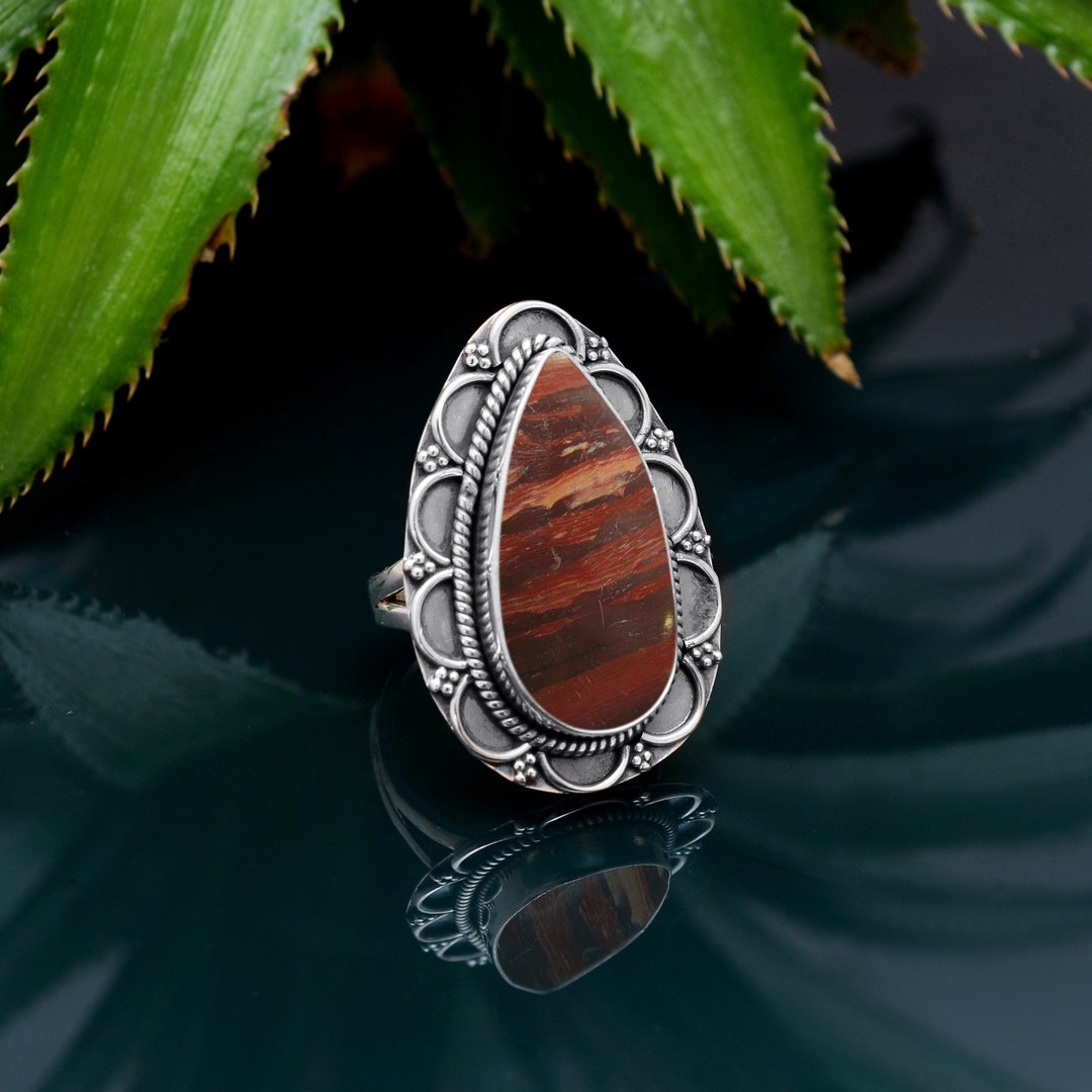 Snake Skin Pattern Rings Snake Skin Jasper Sterling Silver Ring - Boho Handmade Jewelry - Etsy