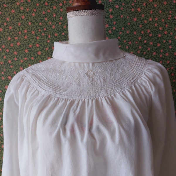 1970s French vintage col haut renaissance antique chemisier manches bouffantes Taille M