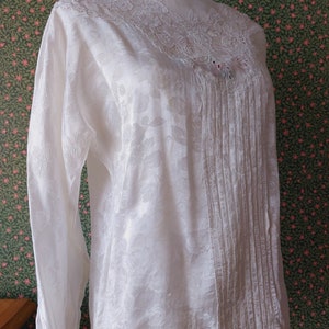 1970s French vintage victorian revival high-neck blouse zdjęcie 4