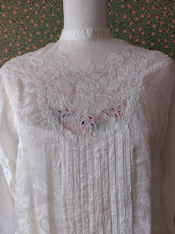 1970s French vintage victorian revival high-neck blouse