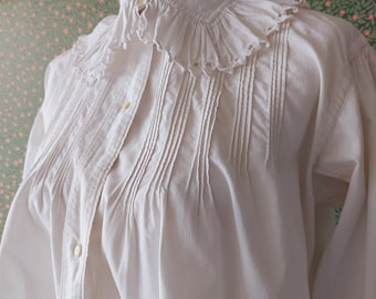 1900s antique French shirt with embroideries and monograms