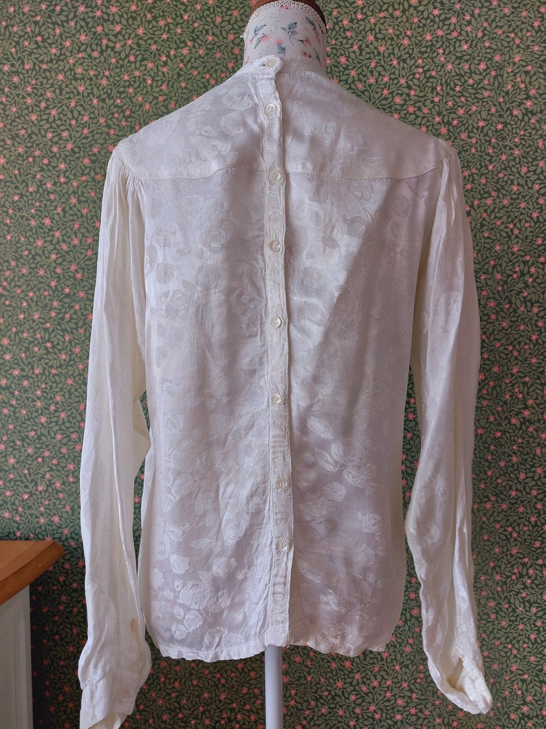 1970s French vintage victorian revival high-neck blouse zdjęcie 3