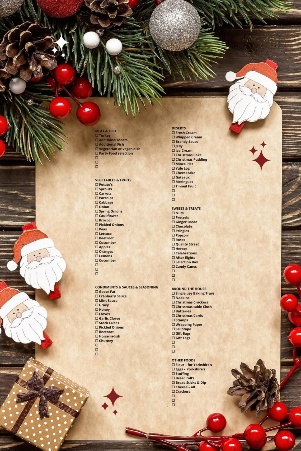 Ultimate Christmas Food Shopping List UK - Etsy