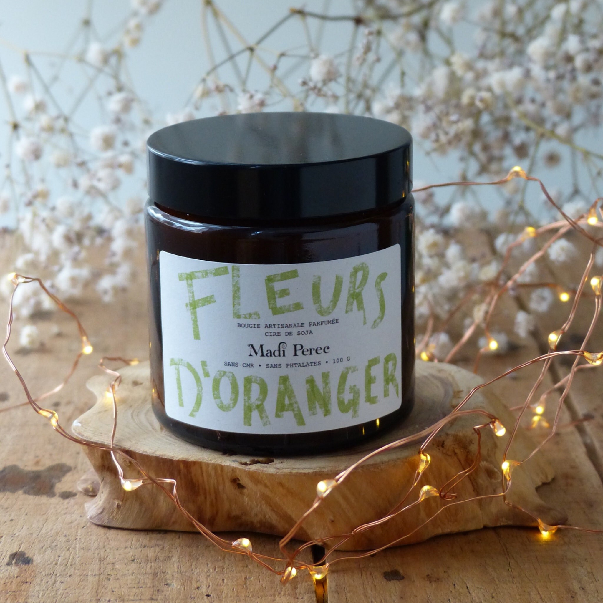 Fleurs d'oranger Bougie Artisanale à La Cire de Soja Au Parfum Grasse