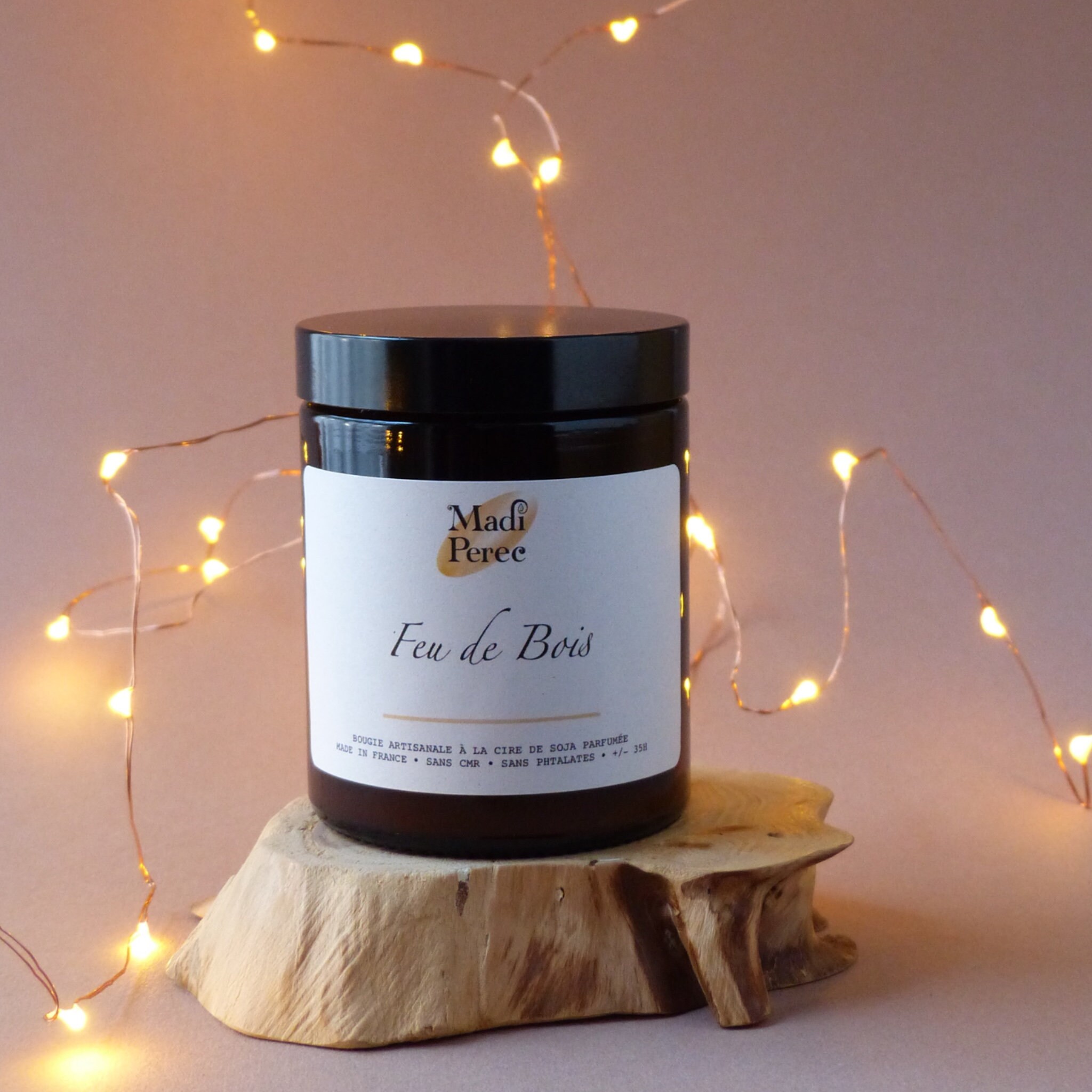 Feu de Bois Bougie Artisanale à La Cire Soja Au Parfum Grasse