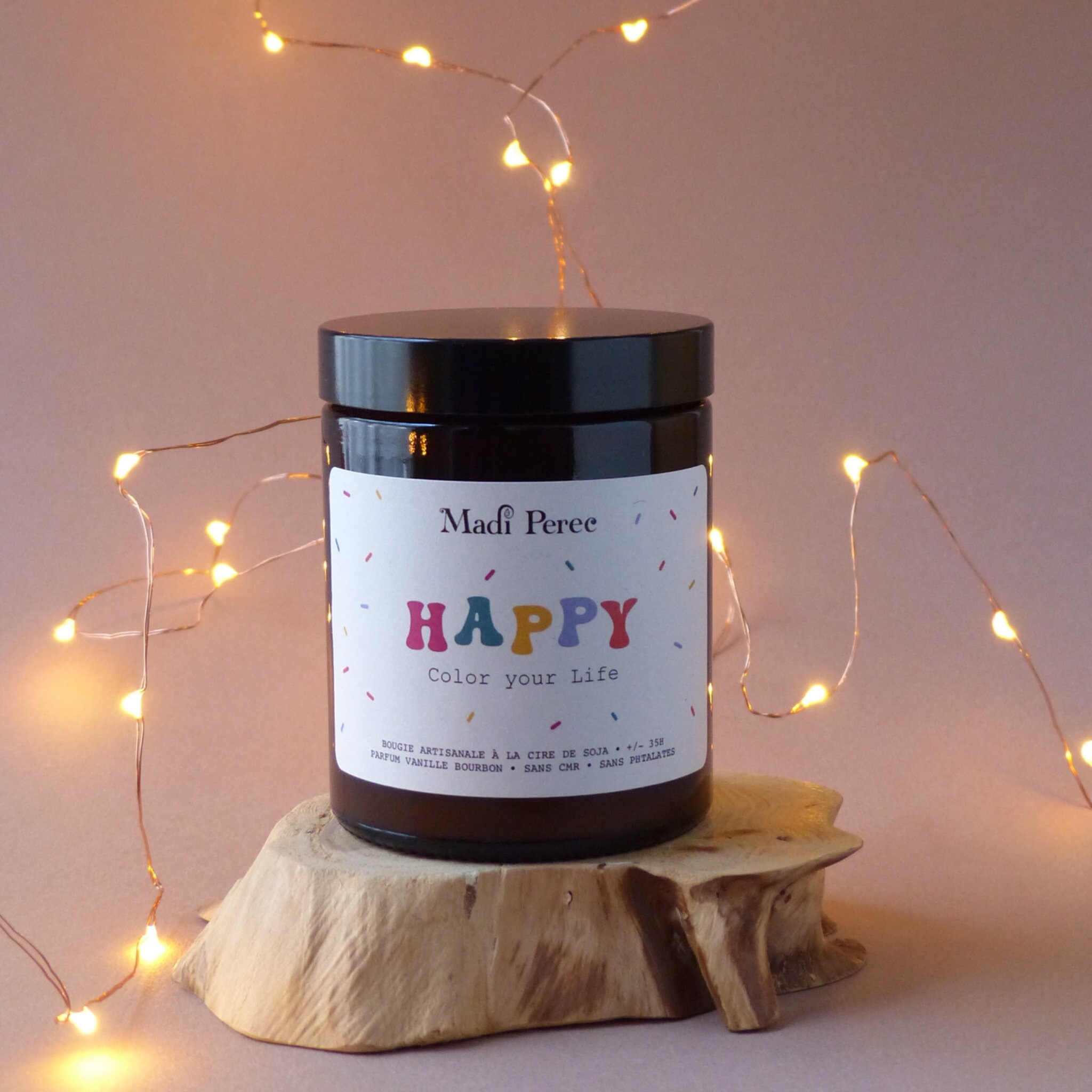 Bougie Artisanale à La Cire de Soja Aux Parfums Grasse Happy