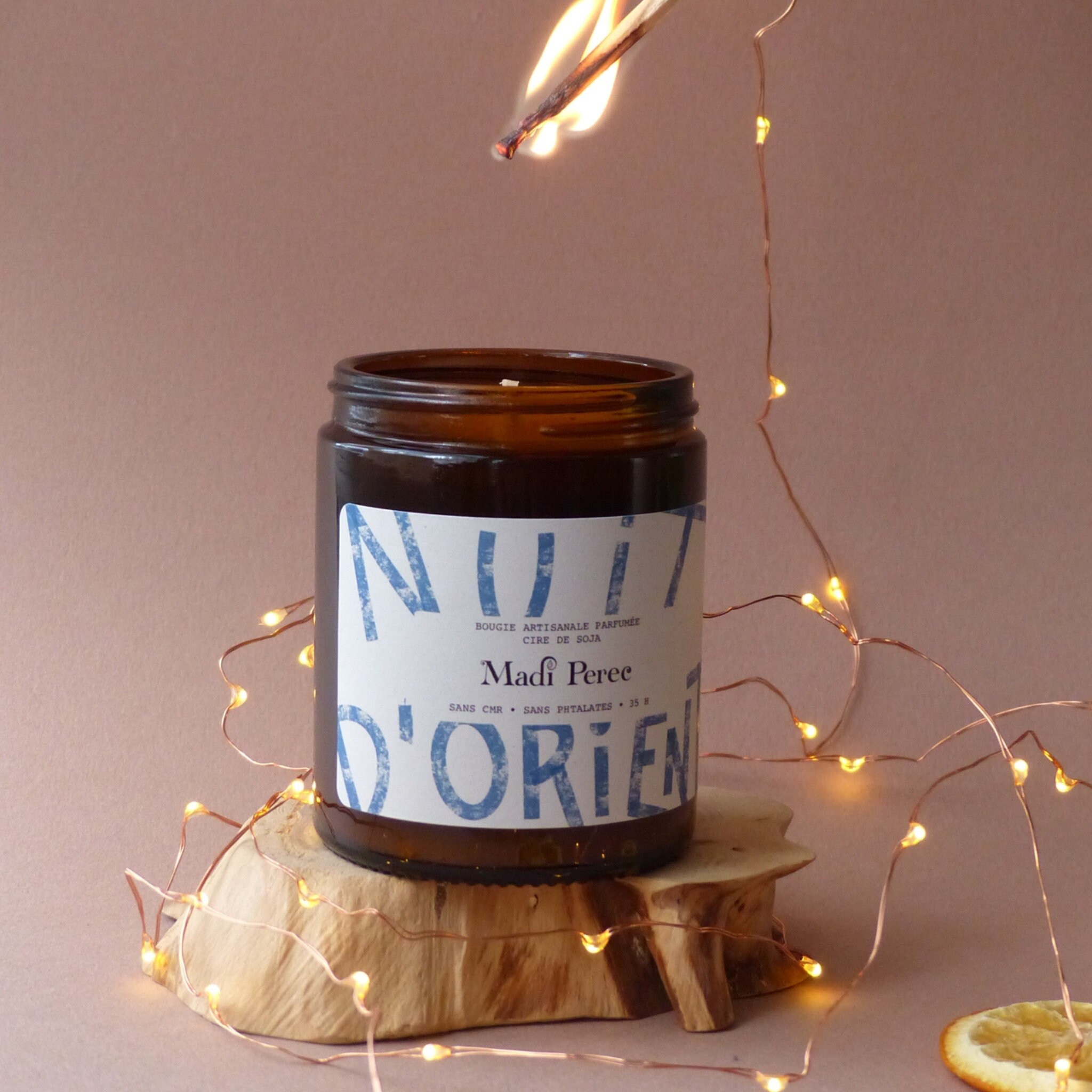 Nuit d'orient ou Bois de Oud Bougie Artisanale à La Cire Soja Au Parfum Grasse