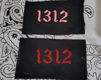 1312 ACAB glitter patch, punk patch, gothic text