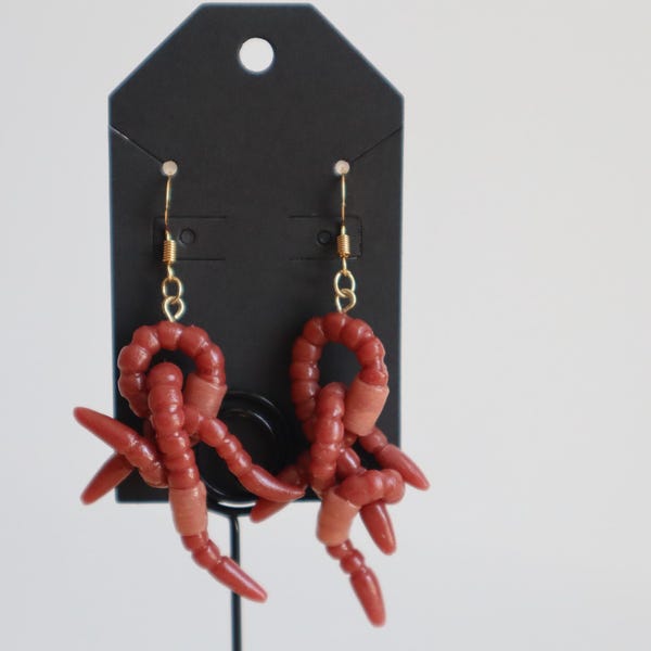Handmade Polymer Clay Worm Earrings: Hypoallergenic  Findings