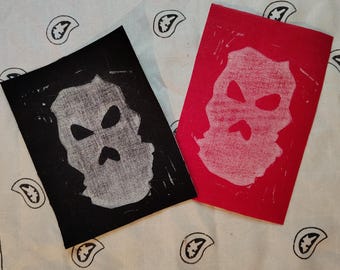 Balaclava mask linocut patch