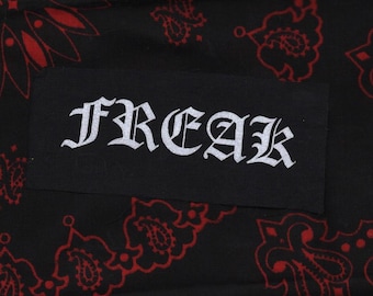 freak glitter patch, punk patch, gothic text
