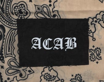 ACAB patch, punk patch, gothic text