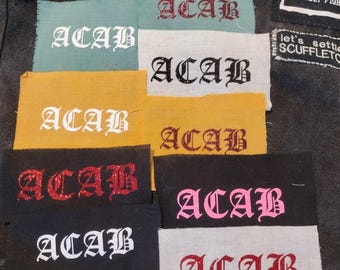 ACAB glitter patch, punk patch, gothic text