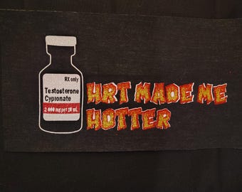 HRT made me hotter trans glitter patch