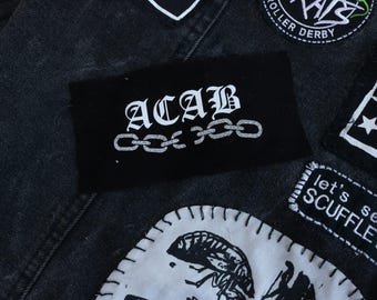 ACAB glitter patch with chain