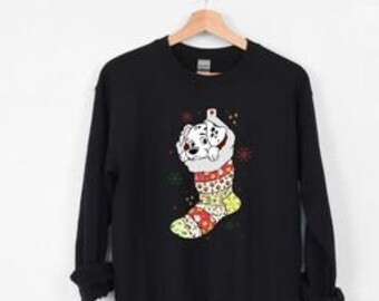 101 Dalmatians Disney Stocking Shirt, Disney Dalmatians Christmas Shirt, Disney Hoodie, Christmas Gift Shirt, Christmas Dog Sweatshirt-S86
