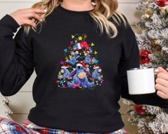 Cute Disney Christmas Eeyore Shirt,Christmas lights Sweatshirt,Christmas Trees decorations Shirt,Family Matching Tee,Kid Christmas Gift Tee.