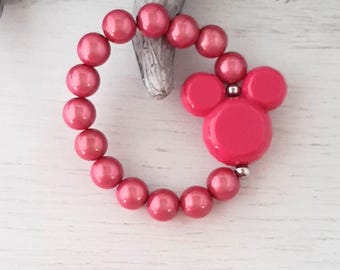 Pulseira Miracle Beads Magic Pearls com efeito 3D brilhante "ROSA" com Mickey Mouse em acrílico - Um item indispensável este ano! Combine como quiser.