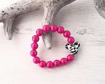 Bracelet, Miracle Beads, Magic Pearls, 3D Shimmer Effect &quot; PINK &quot; with Mickey Mouse, Must have this summer, Mix and Match, Handmade