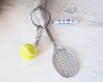 Keychain, bag charm, &quot;TENNIS&quot; Personalizable, Handmade