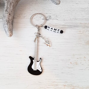 Sleutelhanger, tashanger, &quot;E-GITAAR&quot; Personaliseerbaar, Handgemaakt