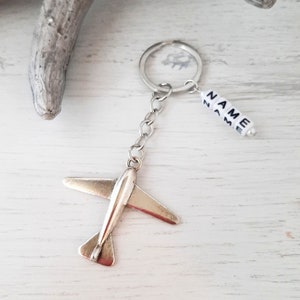 Keychain, bag charm, &quot;AIRPLANE&quot; Personalizable, Handmade