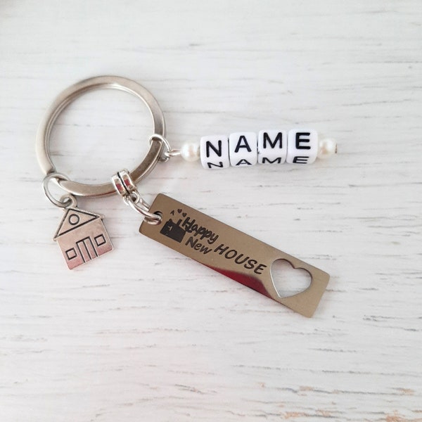 Llavero, charm para bolso, "Mudarse a una casa nueva" Personalizable, hecho a mano