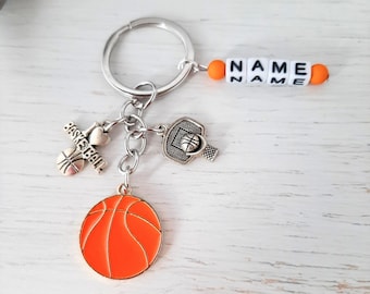 Keychain, bag charm, &quot; BASKETBALL &quot; Personalizable, handmade